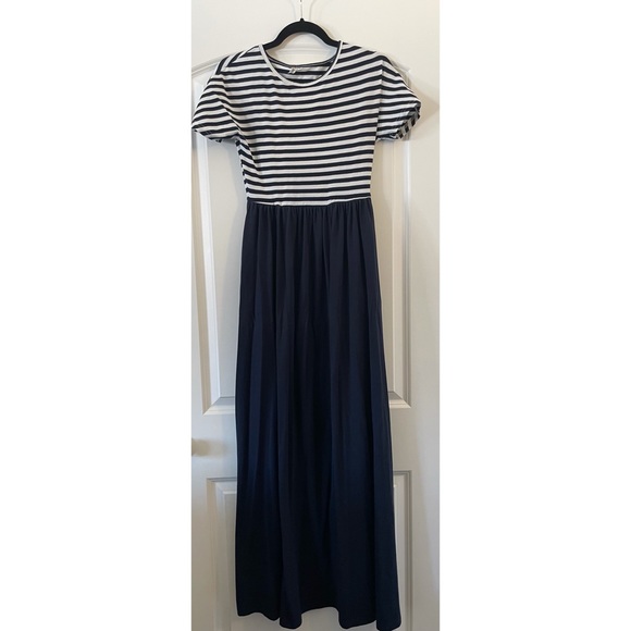 Navy Striped Maxi Dress - Picture 2 of 7